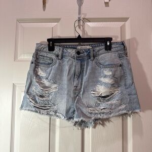 Modern Light Blue Ripped Jean Shorts